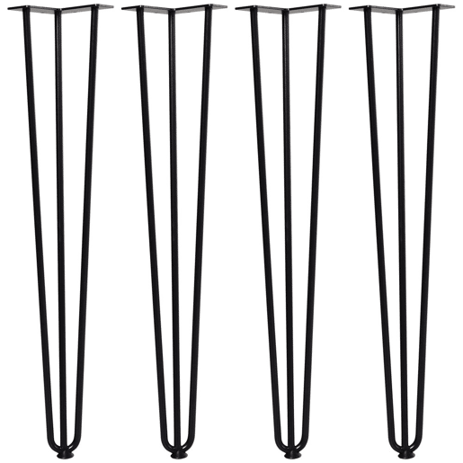 HOMCOM Conjunto de 4 Pés de Mesa com Estilo Industrial e Desenho de Garfo com Protetores Antiderapantes e Parafusos de Montagem Incluídos 12x12x71 cm Preto