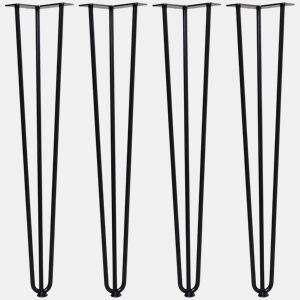 HOMCOM Conjunto de 4 Pés de Mesa com Estilo Industrial e Desenho de Garfo com Protetores Antiderapantes e Parafusos de Montagem Incluídos 12x12x71 cm Preto