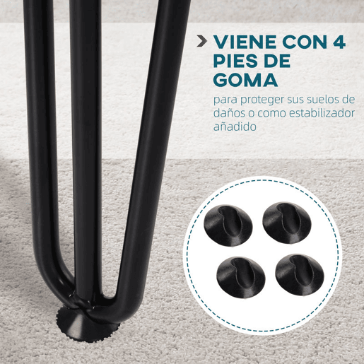 HOMCOM Conjunto de 4 Pés de Mesa com Estilo Industrial e Desenho de Garfo com Protetores Antiderapantes e Parafusos de Montagem Incluídos 12x12x71 cm Preto