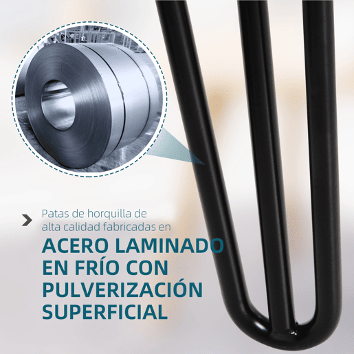 HOMCOM Conjunto de 4 Pés de Mesa com Estilo Industrial e Desenho de Garfo com Protetores Antiderapantes e Parafusos de Montagem Incluídos 12x12x71 cm Preto