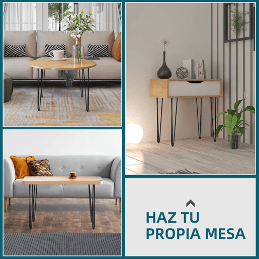 HOMCOM Conjunto de 4 Pés de Mesa com Estilo Industrial e Desenho de Garfo com Protetores Antiderapantes e Parafusos de Montagem Incluídos 12x12x71 cm Preto