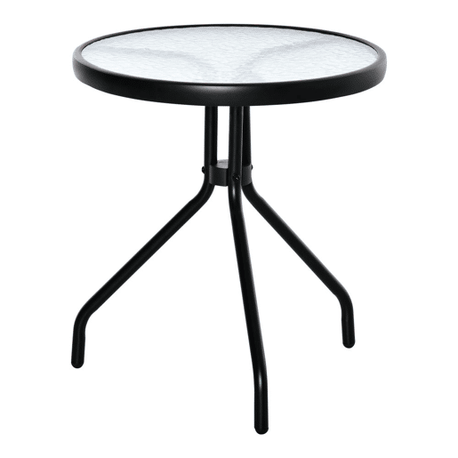Outsunny Mesa de Jardim Redonda Mesa de Exterior com Bancada de Cristal Decorativo e Estrutura de Metal para Pátio Terraço Balcão Ø50x55 cm Preto
