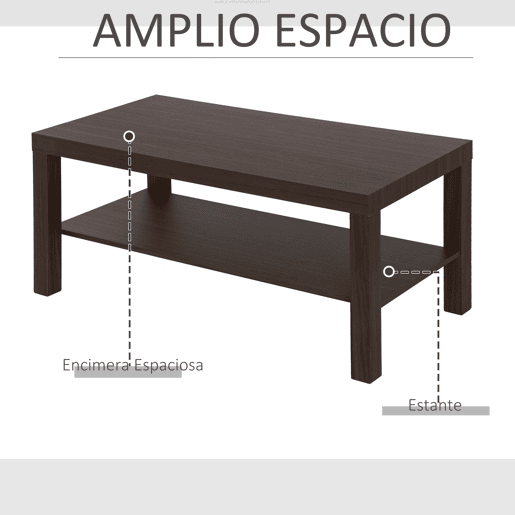 HOMCOM Mesa de Centro Mesa Auxiliar de 2 NÃveis para Sala de Estar Escritório 90x45x45,5cm Nogueira HOMCOM Mesa de Centro Mesa Auxiliar de 2 NÃveis para Sala de Estar Escritório 90x45x45,5cm Nogueira