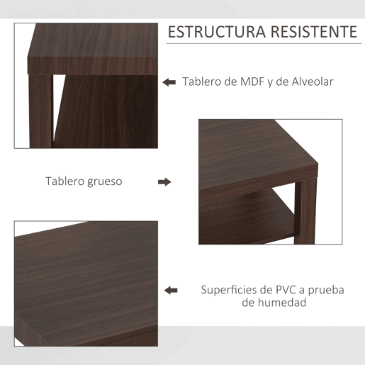 HOMCOM Mesa de Centro Mesa Auxiliar de 2 NÃveis para Sala de Estar Escritório 90x45x45,5cm Nogueira HOMCOM Mesa de Centro Mesa Auxiliar de 2 NÃveis para Sala de Estar Escritório 90x45x45,5cm Nogueira