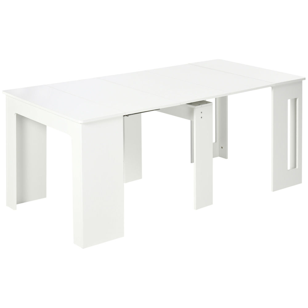 Homcom mesa de comedor extensible para 4-6 personas mesa consola con alas abatibles mesa auxiliar multifuncional para estudio cocina carga 60 kg 180x85x75 cm blanco