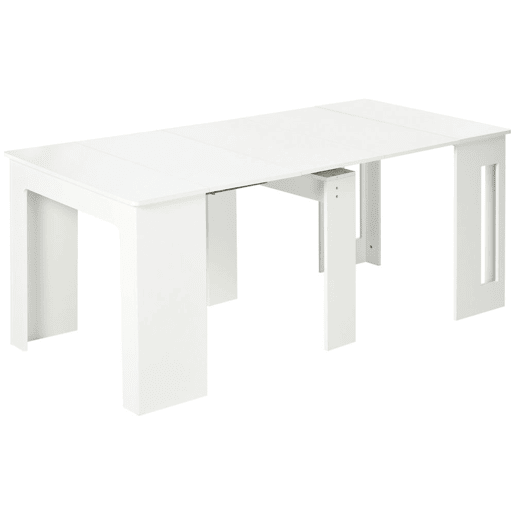 HOMCOM Mesa de Jantar Extensível para 4-6 Pessoas com Lateral Abatível Mesa Auxiliar Multifuncional para Escritório Cozinha Carga Máxima 60kg 180x85x75cm Branco