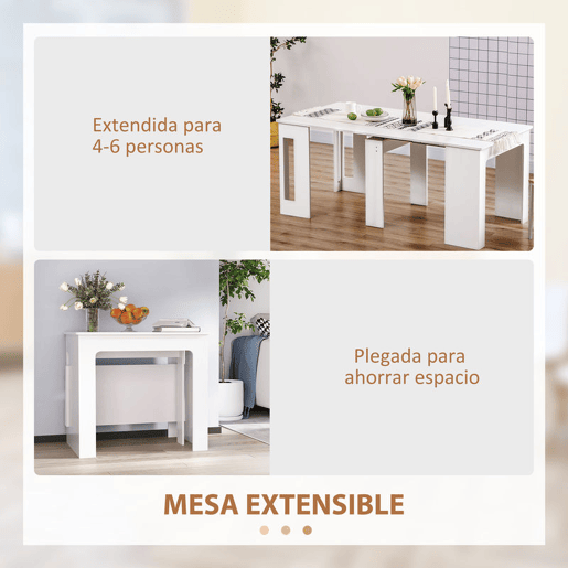 HOMCOM Mesa de Jantar Extensível para 4-6 Pessoas com Lateral Abatível Mesa Auxiliar Multifuncional para Escritório Cozinha Carga Máxima 60kg 180x85x75cm Branco