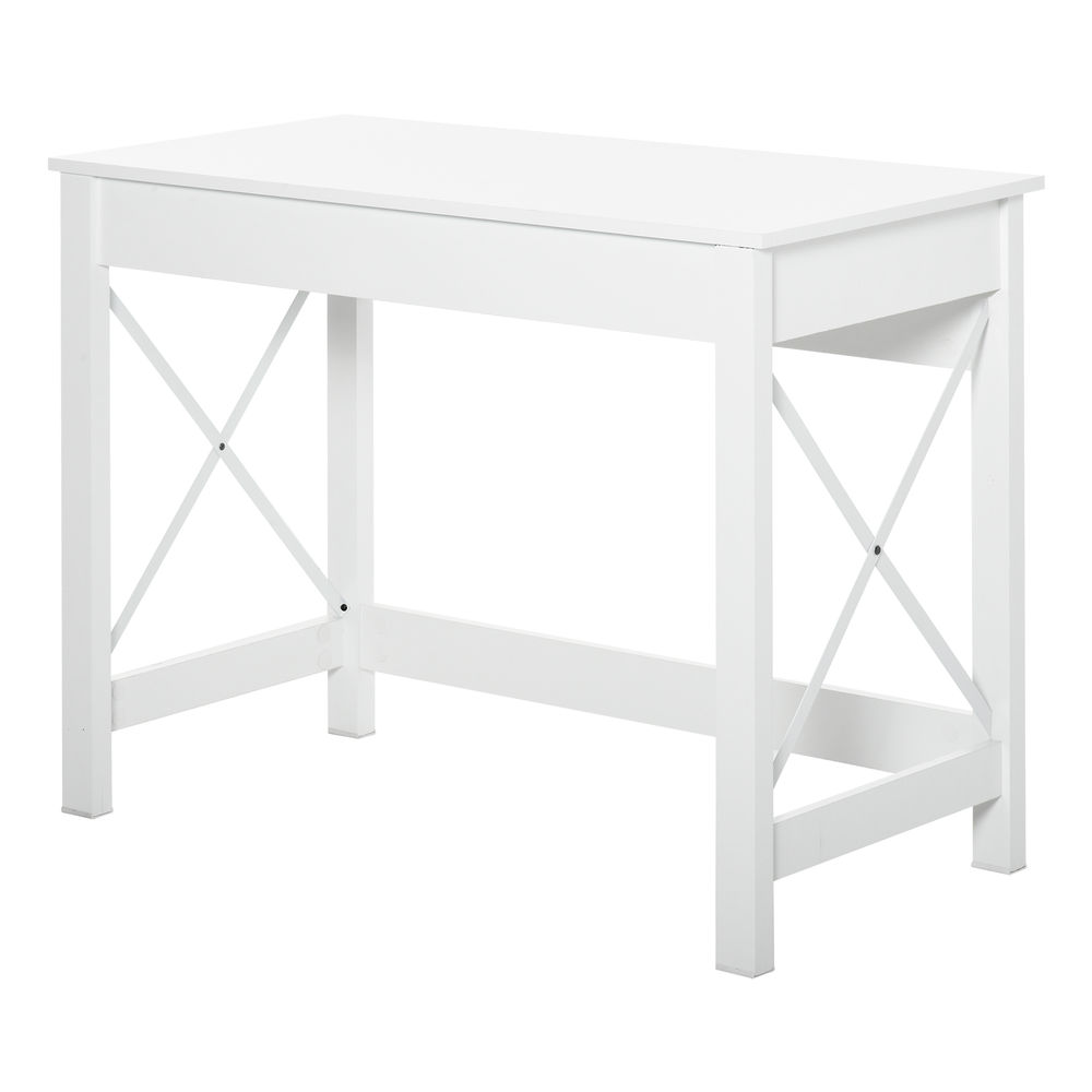 Homcom mesa escritorio estilo moderno escritorio fácil de montar mesa de ordenador para oficina dormitorio estudio 105x50x76 cm blanco