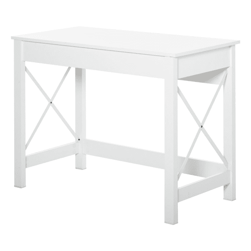 HOMCOM Secretária Moderna Mesa de Estudo com Estrutura de Aço Mesa de Computador 105x50x76 cm Branco