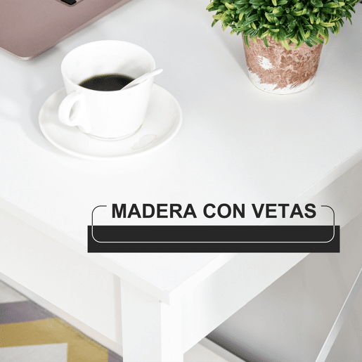 HOMCOM Secretária Moderna Mesa de Estudo com Estrutura de Aço Mesa de Computador 105x50x76 cm Branco