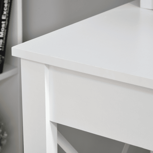 HOMCOM Secretária Moderna Mesa de Estudo com Estrutura de Aço Mesa de Computador 105x50x76 cm Branco