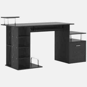 HomCom Secretária para Computador Secretária para Escritório u2013 Cor: Preto - Madeira MDF - 152 x 60 x 88 cm