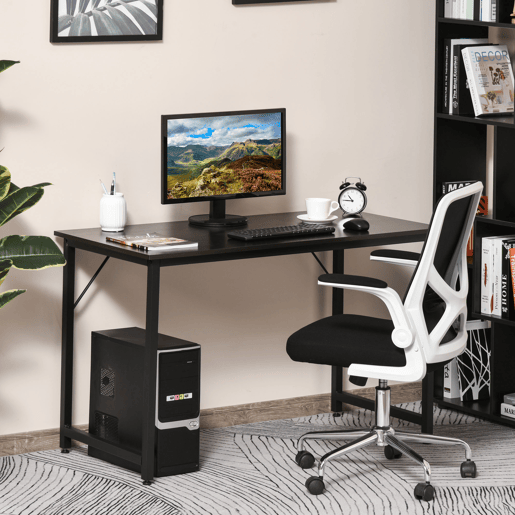 HOMCOM Secdretária Mesa de Computador com Pés Ajustáveis e Estrutura em Aço Secretária Estilo Moderno Capacidade de Carga 70 kg 120x60x73 cm Marrom Escuro e Preto