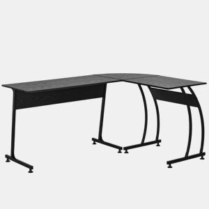 HOMCOM Secretária em Forma de L Secretária com Grande Espaço de Arrumação para Estúdio Escritório Estilo Moderno 112,5x152x74 cm Preto