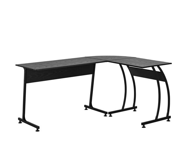 Homcom mesa de computadora en forma de l escritorio para estudio oficina minimalista moderno con gran espacio 112,5x152x74 cm negro