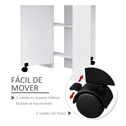 HOMCOM Mesa de Sala de Jantar Dobrável Mesa de Madeira com 2 Prateleiras de Armazenamento e Rodas para Cozinha 75x140x74 cm Branco