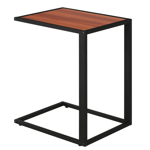 HOMCOM Mesa lateral para sofá Mesa lateral em forma de C Estrutura metálica e tampo da mesa de madeira de MDF 40,6x50,8x64,2 cm Cor de noz