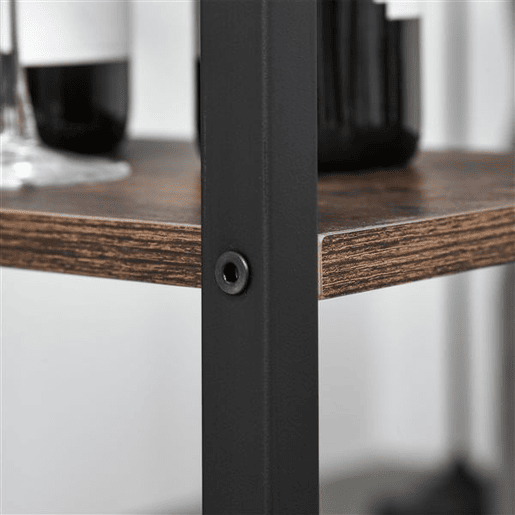 HOMCOM Conjunto de mesa de bar e 2 bancos com apoio para os pés e prateleiras de 3 níveis Almofadas ajustáveis u200Bu200Bpara cozinha 109x60x100 cm marrom rústico