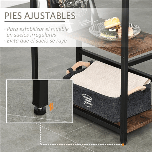 HOMCOM Conjunto de mesa de bar e 2 bancos com apoio para os pés e prateleiras de 3 níveis Almofadas ajustáveis u200Bu200Bpara cozinha 109x60x100 cm marrom rústico