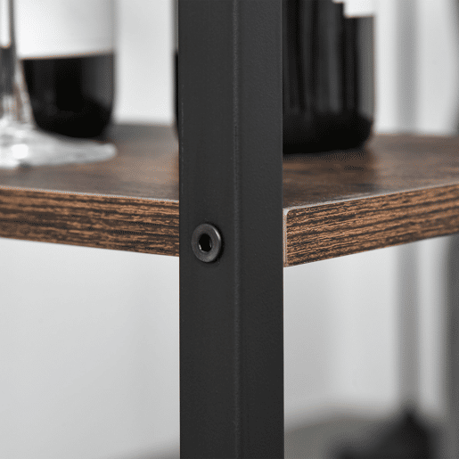 HOMCOM Conjunto de mesa de bar e 2 bancos com apoio para os pés e prateleiras de 3 níveis Almofadas ajustáveis u200Bu200Bpara cozinha 109x60x100 cm marrom rústico