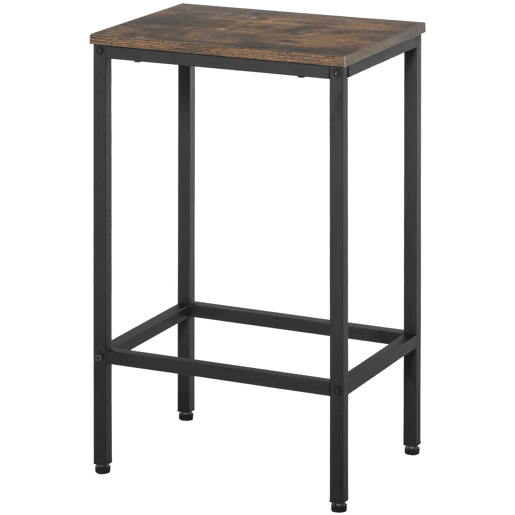 HOMCOM Conjunto de mesa de bar e 2 bancos com apoio para os pés e prateleiras de 3 níveis Almofadas ajustáveis u200Bu200Bpara cozinha 109x60x100 cm marrom rústico