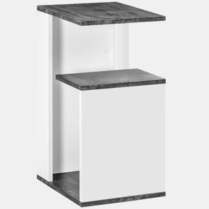 HOMCOM Mesinha de Cabeceira Mesa Auxiliar com 2 Prateleiras de Armazenamento para Dormitório Sala de Estar Estilo Moderno 35x29,5x60cm Cinza e Branco