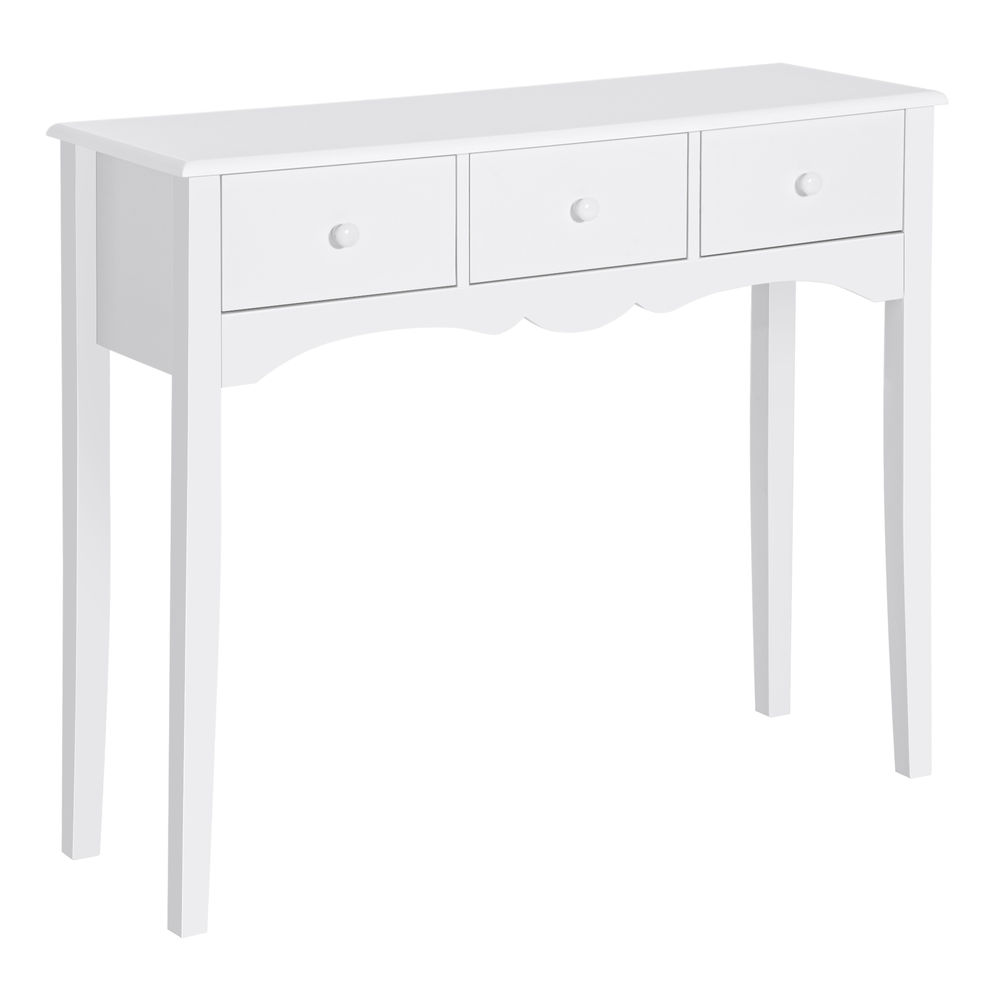 Homcom mesa consola de madera mueble recibidor de entrada con 3 cajones para salón pasillo carga 45 kg 100x32x85 cm blanco