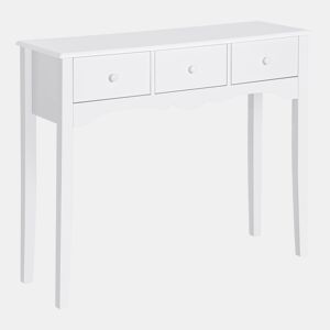 HOMCOM Mesa Consola Elegante Móvel de Entrada com 3 Gavetas 100x32x85cm Branco