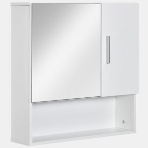 kleankin Armário Casa de Banho com Espelho Móvel Suspenso de Casa de Banho com 2 Portas e 2 Prateleiras Interiores Ajustáveis 54x15,2x55,3cm Branco
