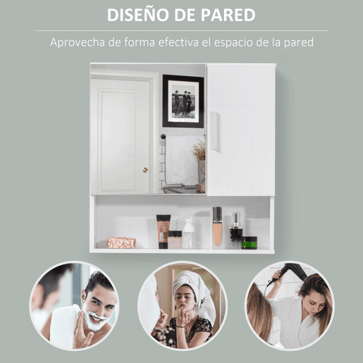kleankin Armário Casa de Banho com Espelho Móvel Suspenso de Casa de Banho com 2 Portas e 2 Prateleiras Interiores Ajustáveis 54x15,2x55,3cm Branco
