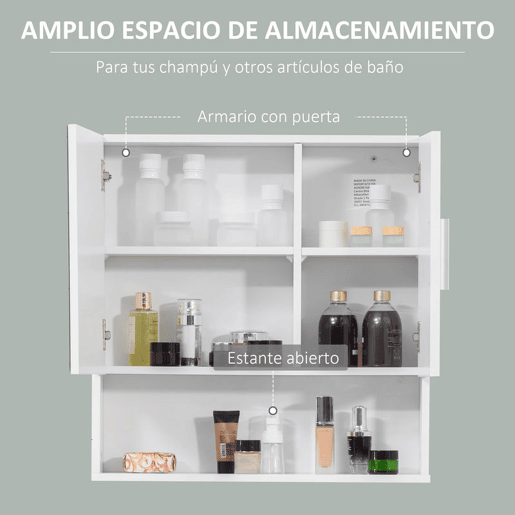 kleankin Armário Casa de Banho com Espelho Móvel Suspenso de Casa de Banho com 2 Portas e 2 Prateleiras Interiores Ajustáveis 54x15,2x55,3cm Branco