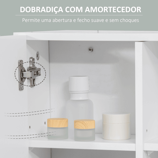kleankin Armário Casa de Banho com Espelho Móvel Suspenso de Casa de Banho com 2 Portas e 2 Prateleiras Interiores Ajustáveis 54x15,2x55,3cm Branco