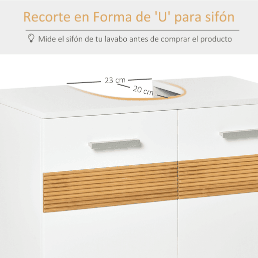 Kleankin Móvel para Lavatório Pousar Armário Casa de Banho de Madeira com 2 Portas e Prateleira Interior Estilo Moderno 60x30x60,5cm Branco
