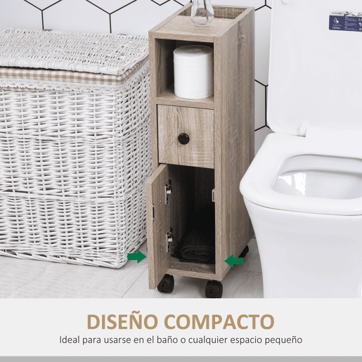 kleankin Armário de Casa de Banho Móvel Auxiliar para Espaço Reduzido com Rodas Prateleiras Abertas Armário e Gaveta 18x30x68,5 cm Madeira kleankin Armário de Casa de Banho Móvel Auxiliar para Espaço Reduzido com Rodas Prateleiras Abertas Armário e Gaveta 18x30x68,5 cm Madeira