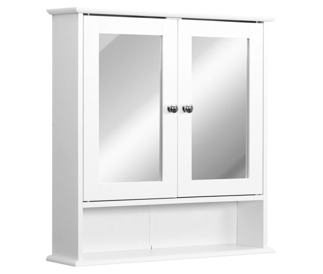 Kleankin armario de baño con espejo, armario de pared con 2 puertas, estante abierto, estante ajustable, mueble de baño colgar para cocina, salón,
