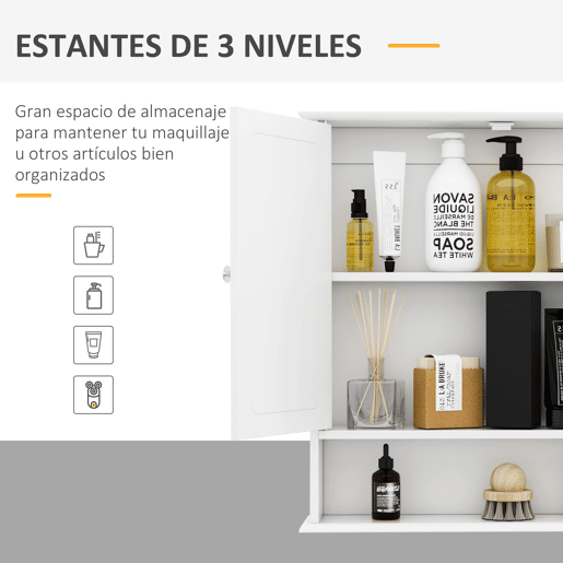 kleankin Armário de Casa de Banho com Espelho, Armário de Parede com 2 Portas, Prateleira Aberta, Prateleira Ajustável, Móvel de Parede para Cozinha ou Sala, 56x13x58 cm, Branco kleankin Armário de Casa de Banho com Espelho, Armário de Parede com 2 Portas, Prateleira Aberta, Prateleira Ajustável, Móvel de Parede para Cozinha ou Sala, 56x13x58 cm, Branco