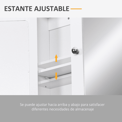 kleankin Armário de Casa de Banho com Espelho, Armário de Parede com 2 Portas, Prateleira Aberta, Prateleira Ajustável, Móvel de Parede para Cozinha ou Sala, 56x13x58 cm, Branco kleankin Armário de Casa de Banho com Espelho, Armário de Parede com 2 Portas, Prateleira Aberta, Prateleira Ajustável, Móvel de Parede para Cozinha ou Sala, 56x13x58 cm, Branco