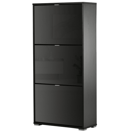 HOMCOM Armário de Sapatos Moderno Sapateira para Corredor Entrada com 6 Prateleiras de Armazenamento Espaço de Exibição 60x26x124cm Preto