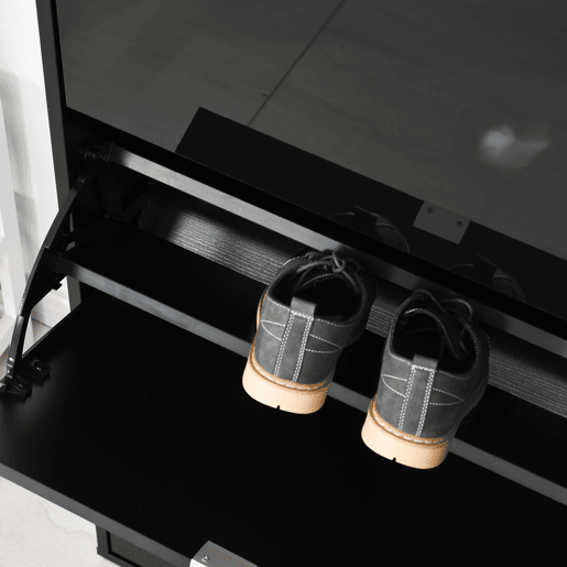 HOMCOM Armário de Sapatos Moderno Sapateira para Corredor Entrada com 6 Prateleiras de Armazenamento Espaço de Exibição 60x26x124cm Preto