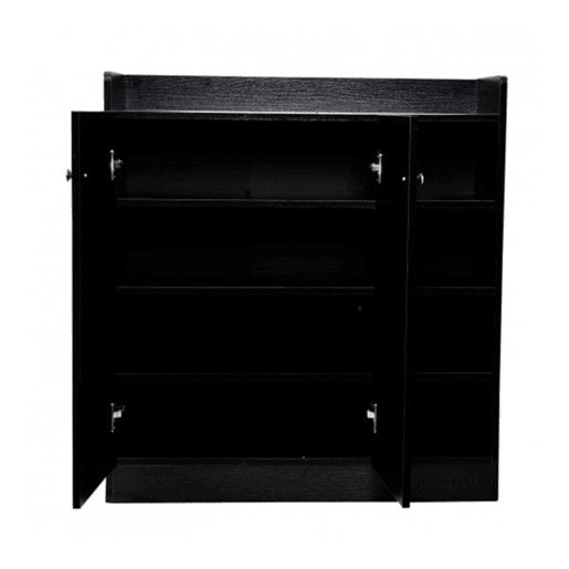 HOMCOM Sapateira Armário Multiuso com 2 Portas Prateleiras Interiores e 4 Prateleiras Exteriores com Altura Ajustável 83x30x90 cm Preto