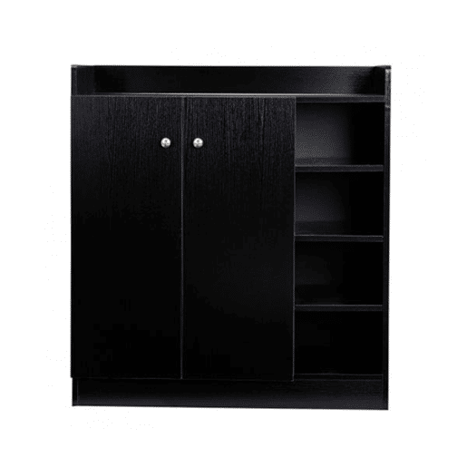 HOMCOM Sapateira Armário Multiuso com 2 Portas Prateleiras Interiores e 4 Prateleiras Exteriores com Altura Ajustável 83x30x90 cm Preto