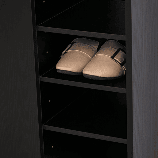 HOMCOM Sapateira Armário Multiuso com 2 Portas Prateleiras Interiores e 4 Prateleiras Exteriores com Altura Ajustável 83x30x90 cm Preto