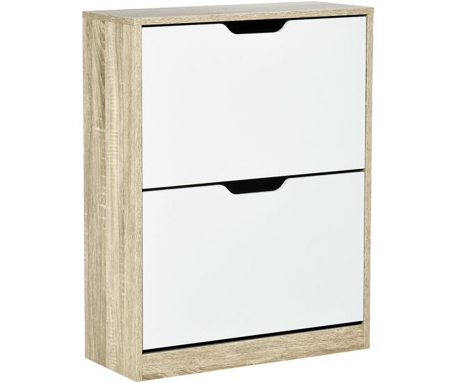 Homcom zapatero estrecho, 2 puertas abatibles, zapatero entrada recibidor para 8 pares de zapatos, para pasillo, espacios reducidos, 62,5x26x81 cm,