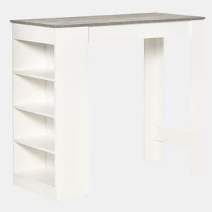 HOMCOM Mesa de Bar Mesa Alta Tipo Bistrô de Cozinha com Prateleiras Estilo Moderno de Melamina para Sala de Jantar Sala de Estar 115x50x102,7cm Branco e Cinza