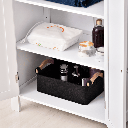kleankin Armário Casa de Banho com 2 Portas e 2 Prateleiras Internas Ajustáveis Móvel Auxiliar de Armazenamento para Sala de Estar Cozinha 60x30x80cm Branco