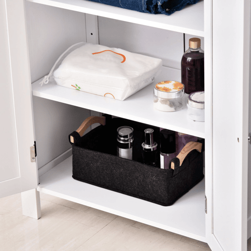 kleankin Armário Casa de Banho com 2 Portas e 2 Prateleiras Internas Ajustáveis Móvel Auxiliar de Armazenamento para Sala de Estar Cozinha 60x30x80cm Branco