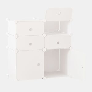 HOMCOM Armário Modular de Plástico Armário Modular com 6 Cubos Organizador de Roupas Sapatos Brinquedos 75x37x73cm Branco
