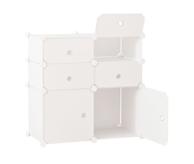 Homcom armario modular plástico estantería 6 cubos ropero zapatero aparador combinado pegatinas adhesivas decorativas ropero zapatero combinado mueble organizador ropa zapatos accesorios juguetes