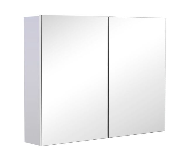Homcom armario de baño con espejo armario de 2 puertas con 3 estantes interiores estilo moderno para dormitorio salón 80x15x60 cm blanco