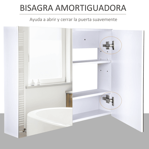 HOMCOM Armário Casa de Banho com Espelho Armário de Parede para Casa de Banho com 2 Portas 3 Prateleiras Internas Estilo Moderno 80x15x60 cm Roxo Claro
